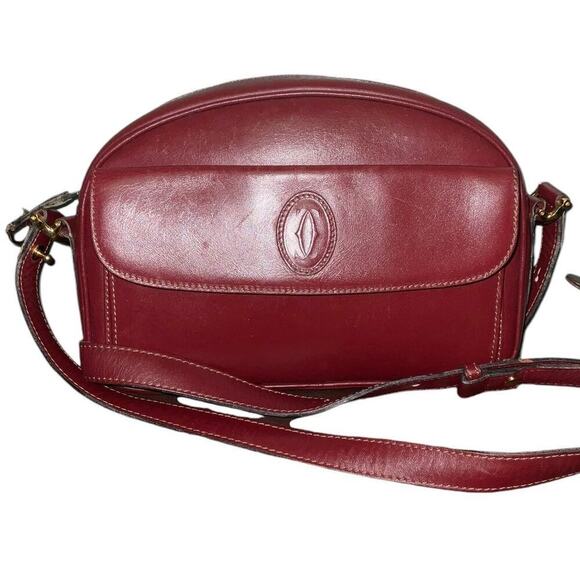 Cartier Must de Cartier Burgundy Leather Crossbody Shoulder Bag With Dustbag - Picture 3 of 16